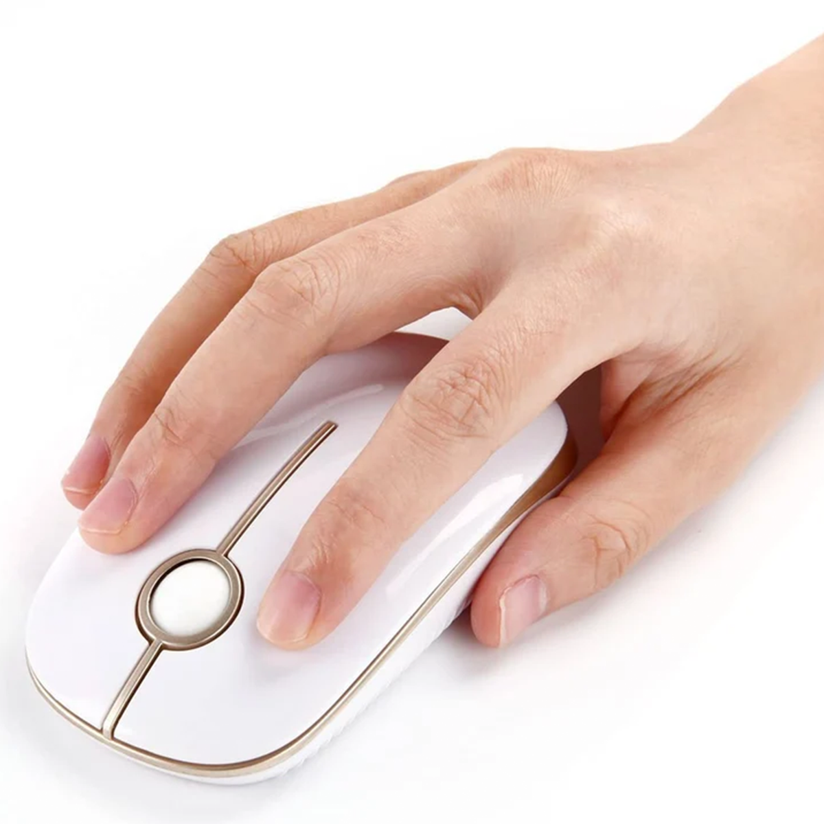 Slim 2.4Ghz Wireless Optical Mouse, Lightweight Quiet Click Cursor With Storable Receiver For Laptops And Desktops