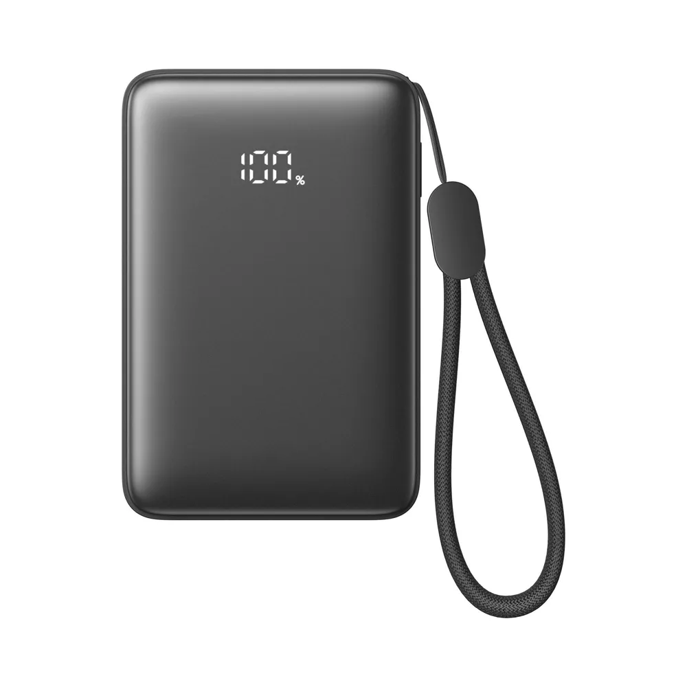 Black Power Bank 5000mAh With Hanging Rope